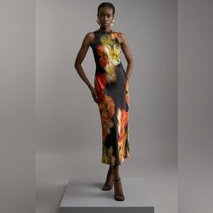 Floral Satin Woven Column Dress
